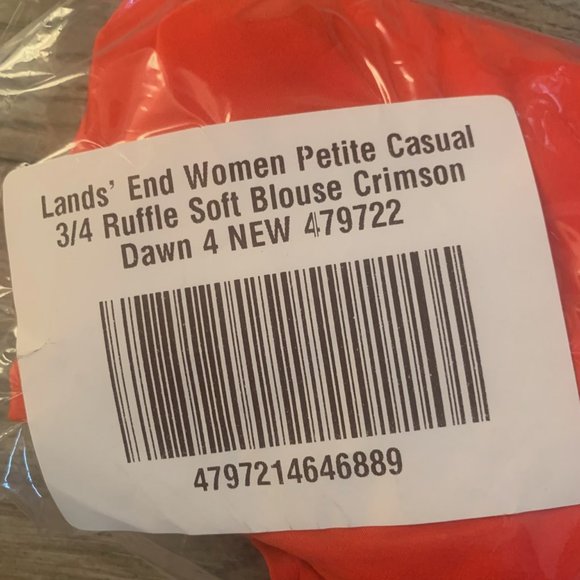 NWT LAND'S END WOMEN'S CASUAL 3/4 SLEEVE RUFFLE SOFT BLOUSE CRIMSON DAWN 4P - Picture 5 of 6